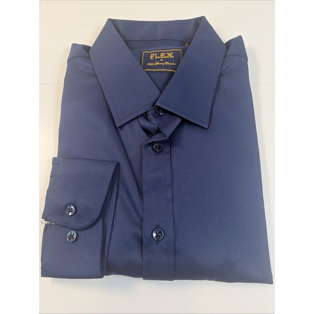 Flex Men's Luxury Collection Long Sleeve Shirt Navy Blue Size Large